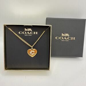 Coach HEART PENDANT NECKLACE 6063 GD/SILVER